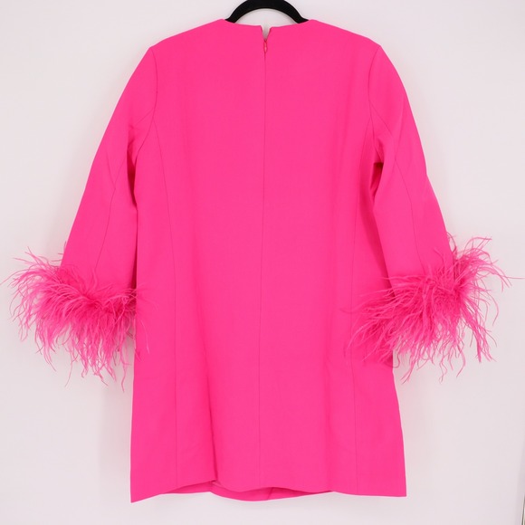Tuckernuck Women's Hot Pink Feather Mod Ellie Mini Dress Size M Long Sleeve - Picture 10 of 10